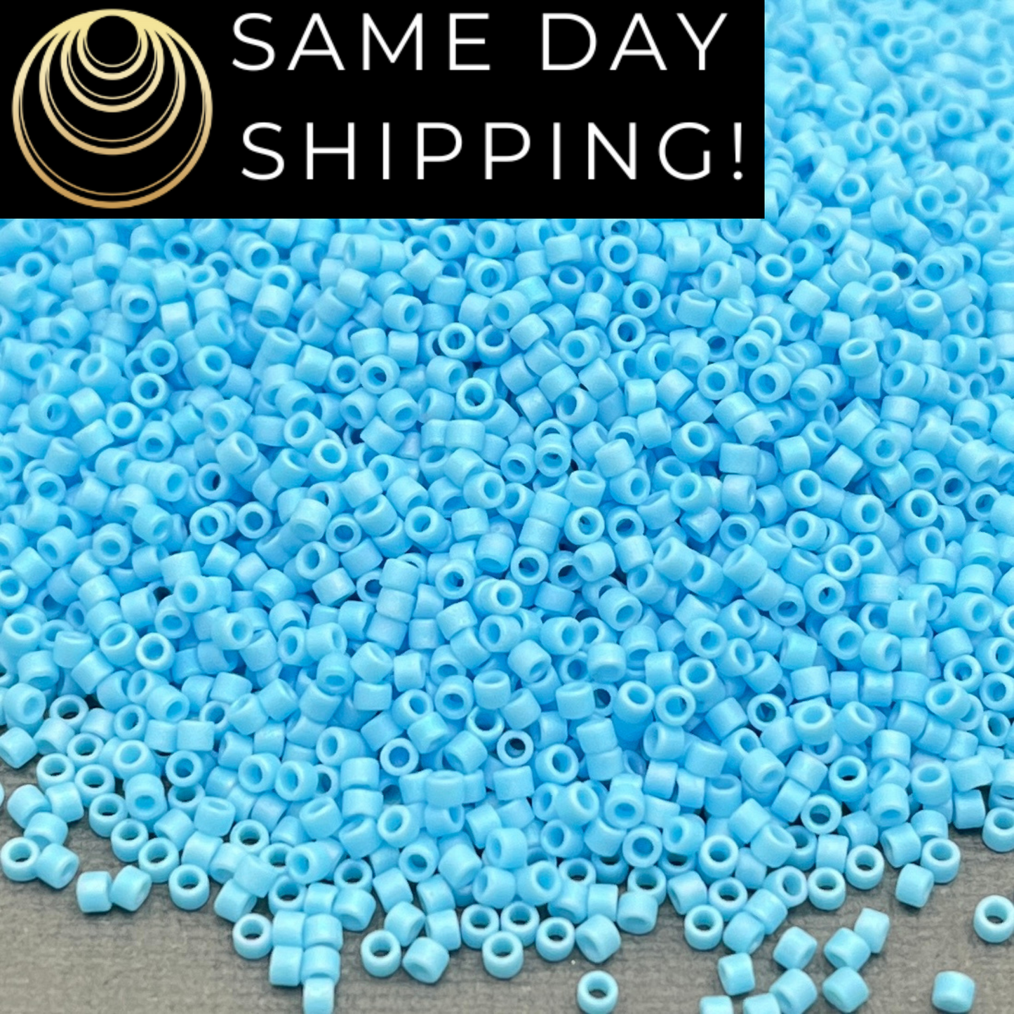 SAME DAY SHIPPING! 1-20 Grams Miyuki 11/0 Delica Beads DB879 Matte Opaque Light Blue -Free Container!