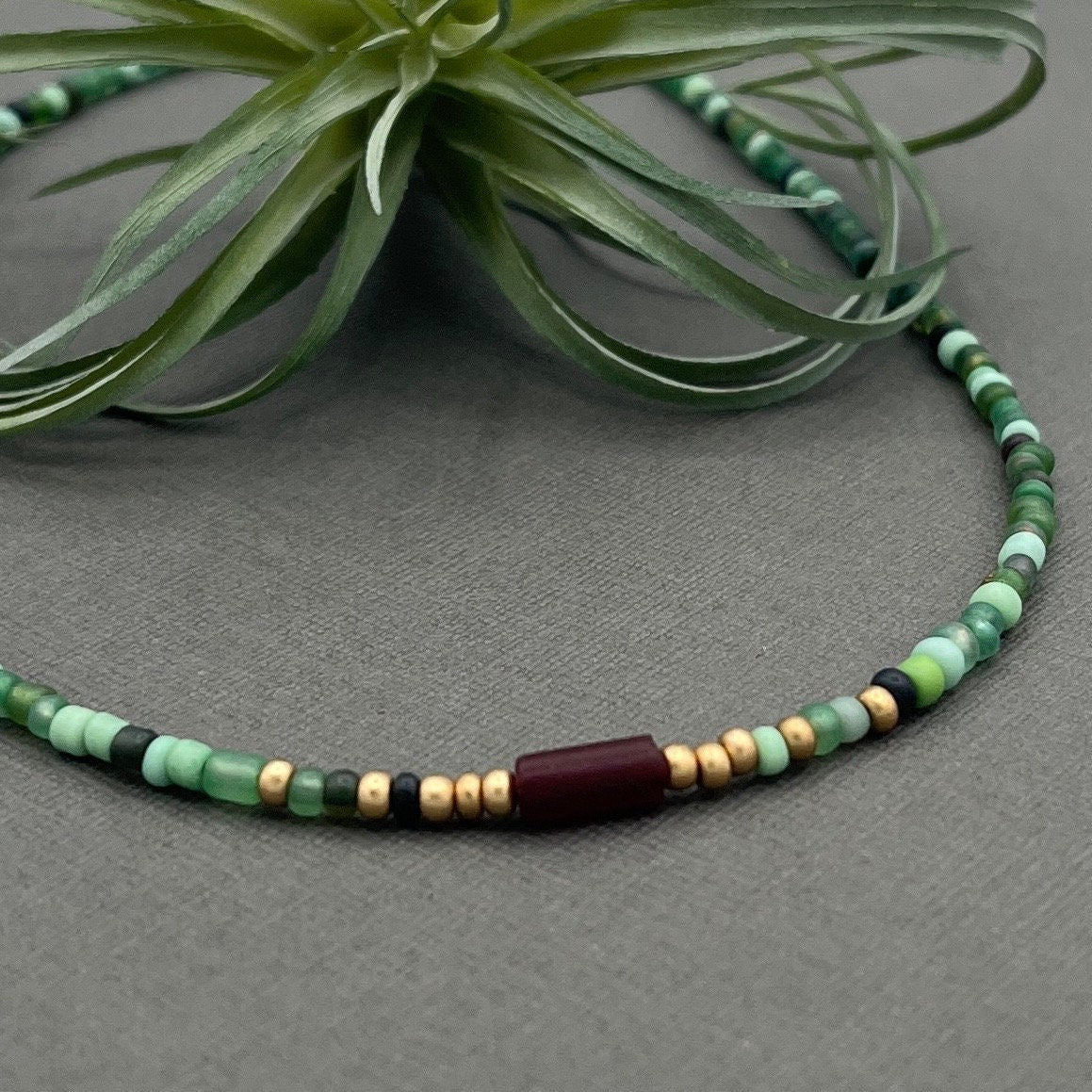 Beaded Choker Necklace Adjustable Necklace Boho Necklace Women's Necklace, Teen Necklace Green Beaded Necklace