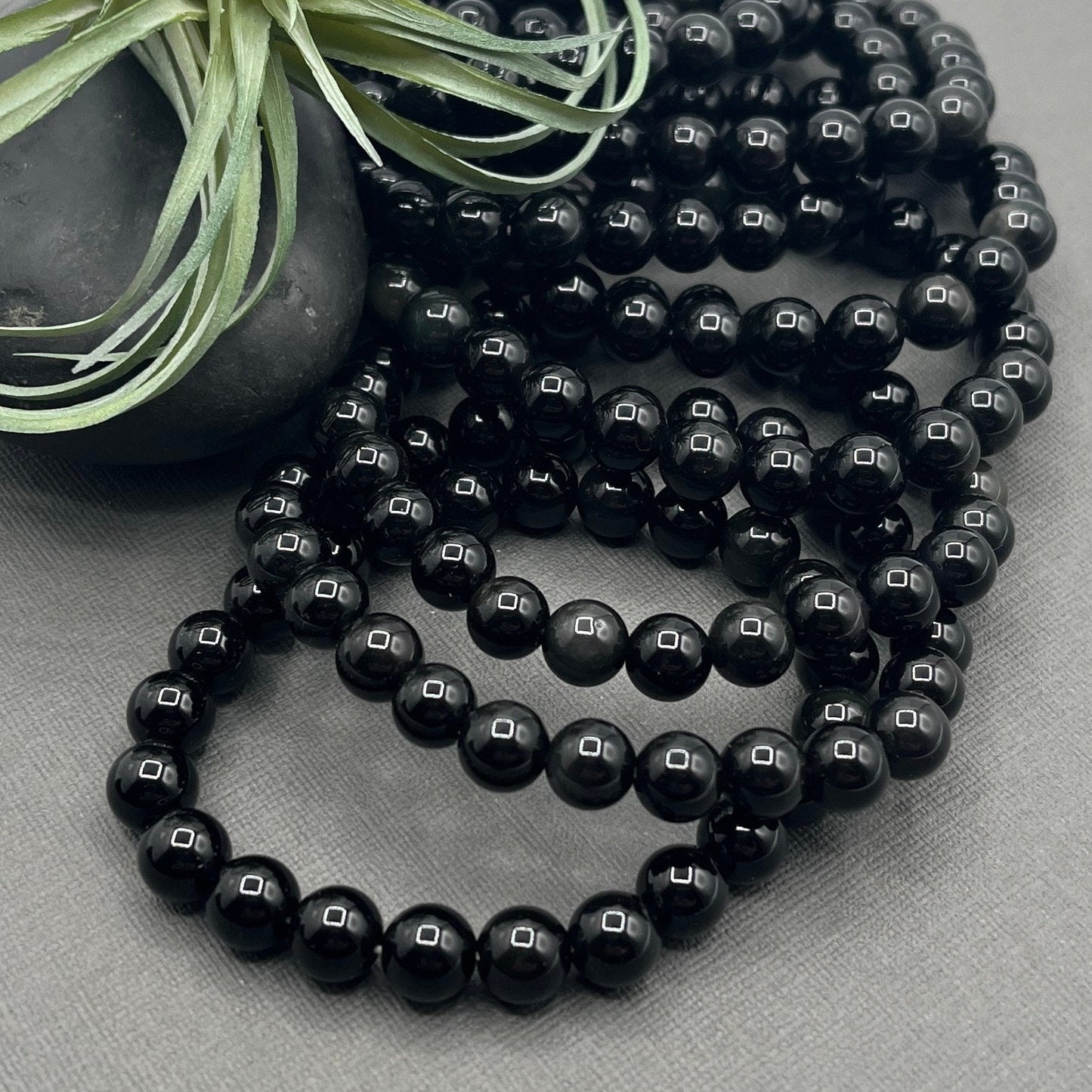 Black Onyx Gemstone Bracelet, 8mm Smooth Round Beaded Stretch Bracelet, beaded bracelet, Healing Bracelet, yoga jewelry