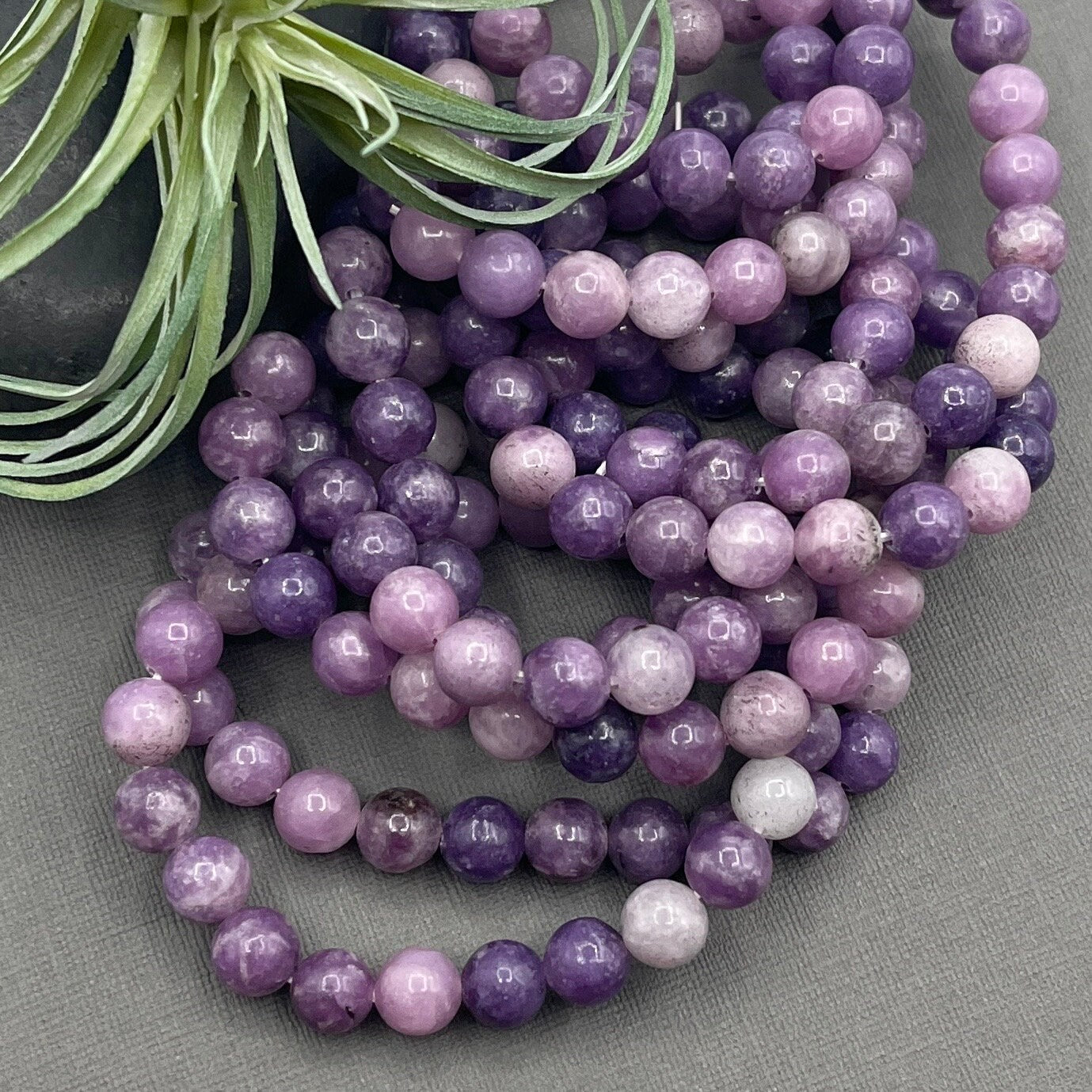 Lepidolite, Purple Gemstone Bracelet, 8mm Smooth Round Beaded Stretch Bracelet, Healing bracelet, Mala bracelet