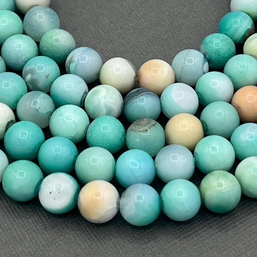 8mm Round Blue Green Turquoise Agate Gemstone 14 Strand of Beads