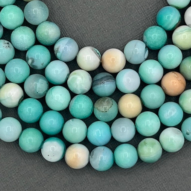 8mm Round Blue Green Turquoise Agate Gemstone 14 Strand of Beads