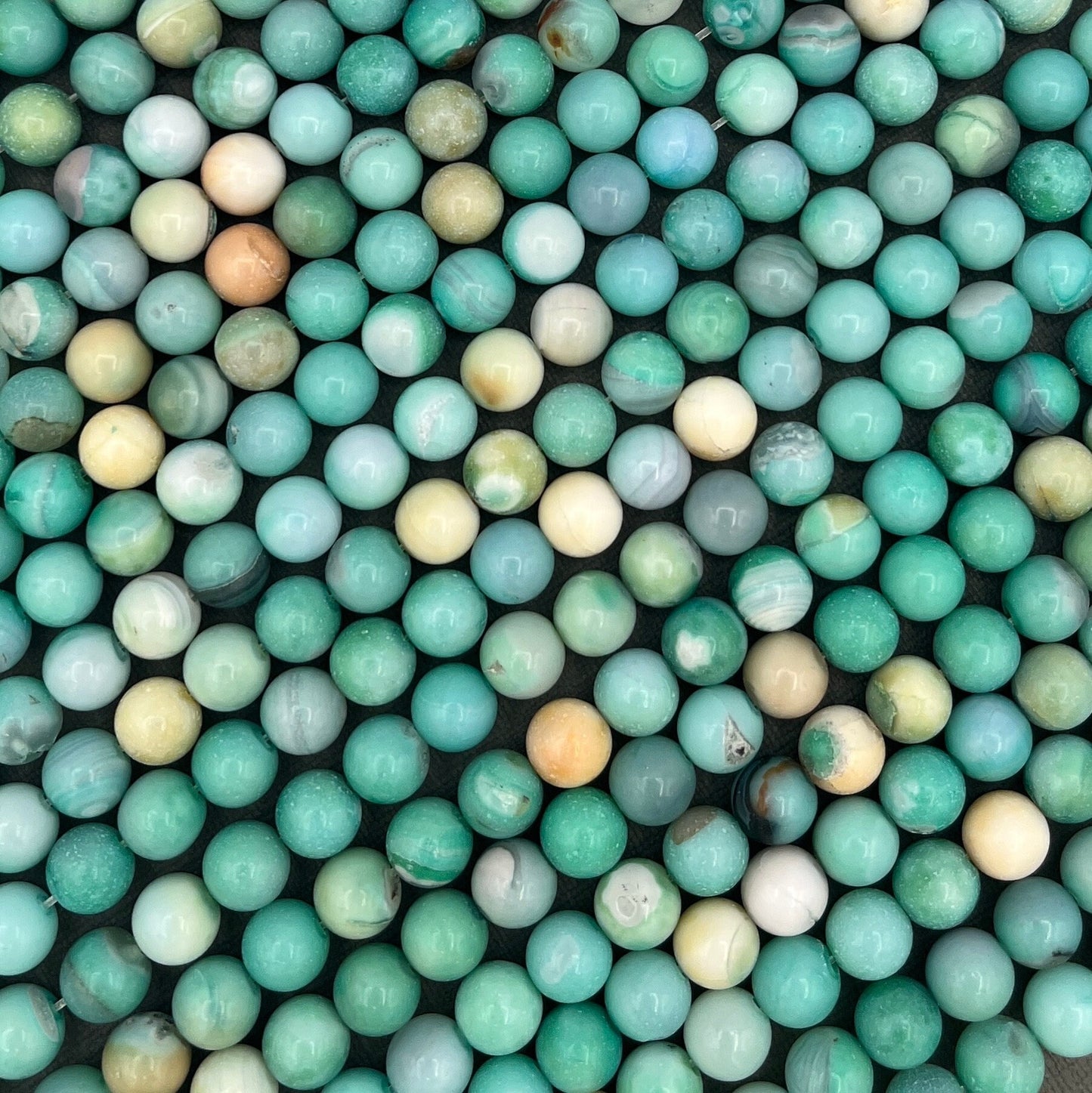 8mm Round Blue Green Turquoise Agate Gemstone 14 Strand of Beads