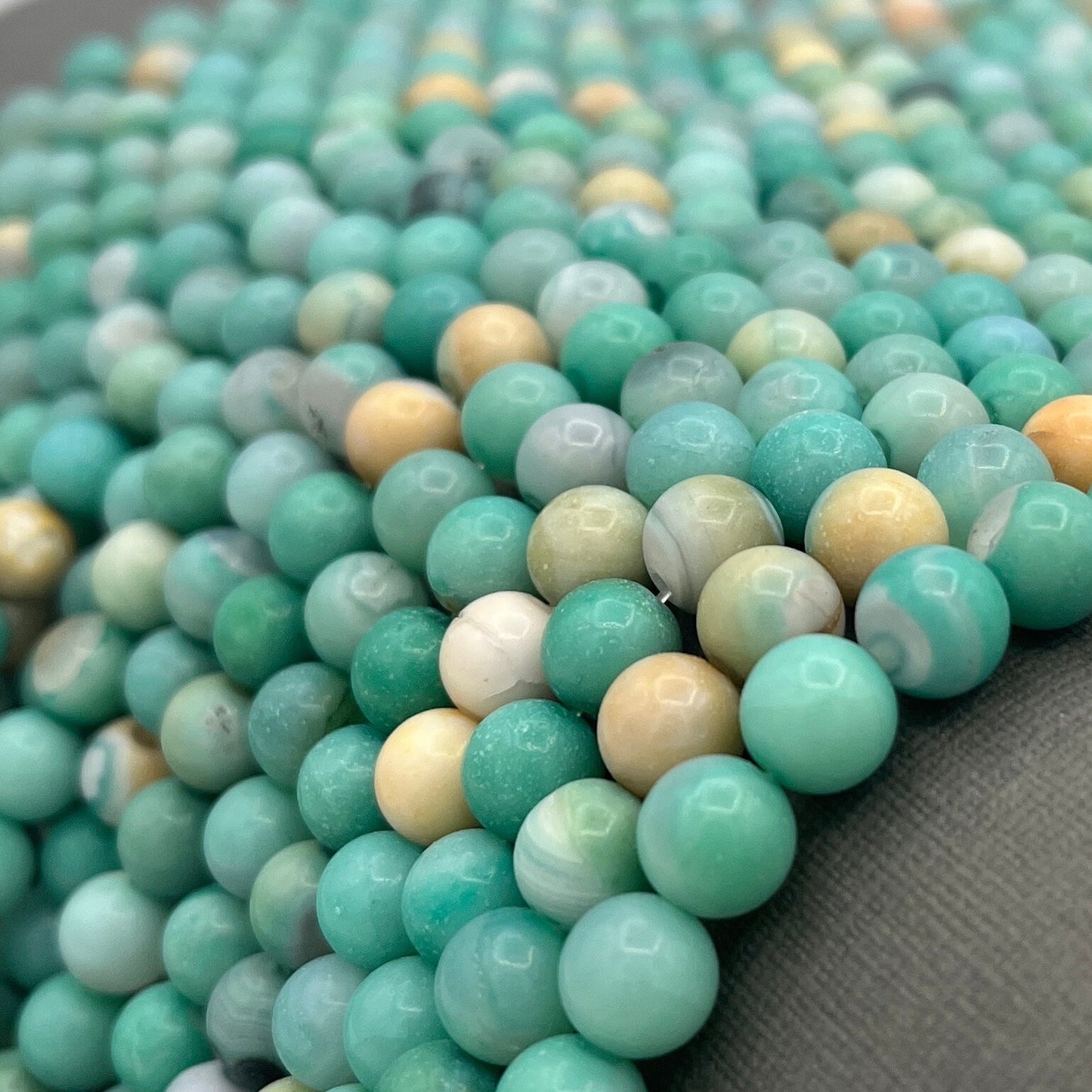 8mm Round Blue Green Turquoise Agate Gemstone 14 Strand of Beads