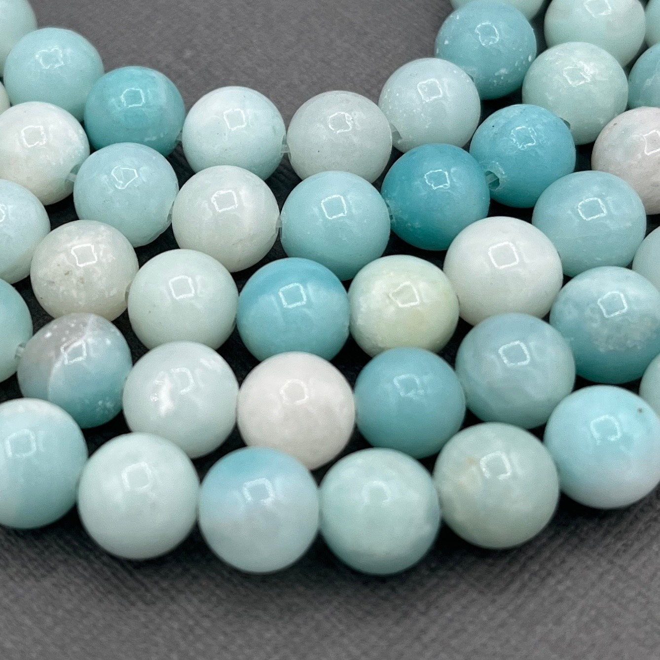 Natural 4mm/6mm/8mm Smooth Round Blue Amazonite Gemstone Strand of Beads
