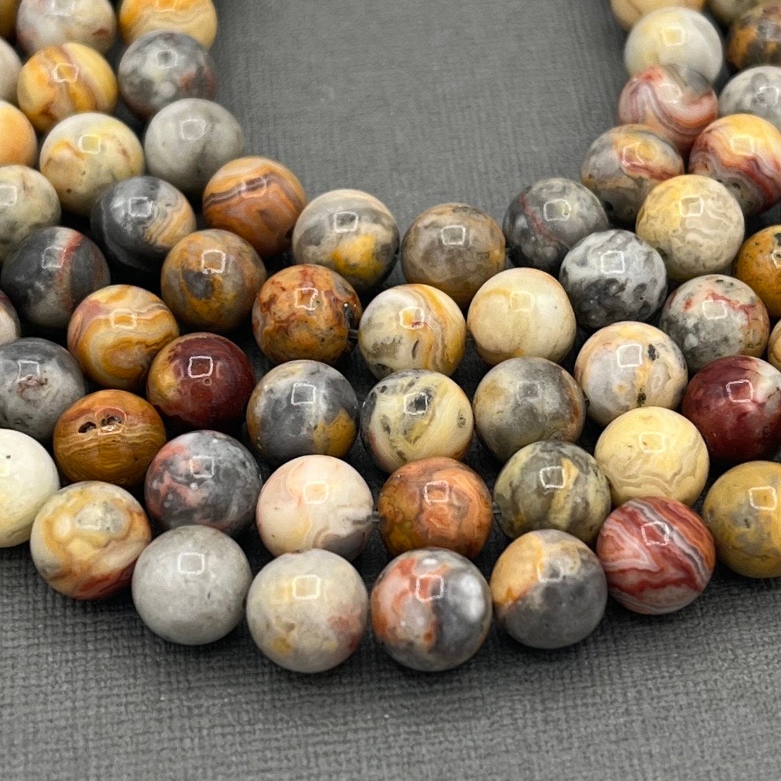 Natural 4mm/6mm/8mm Smooth Round Crazy Lace Agate Gemstone Strand of Beads