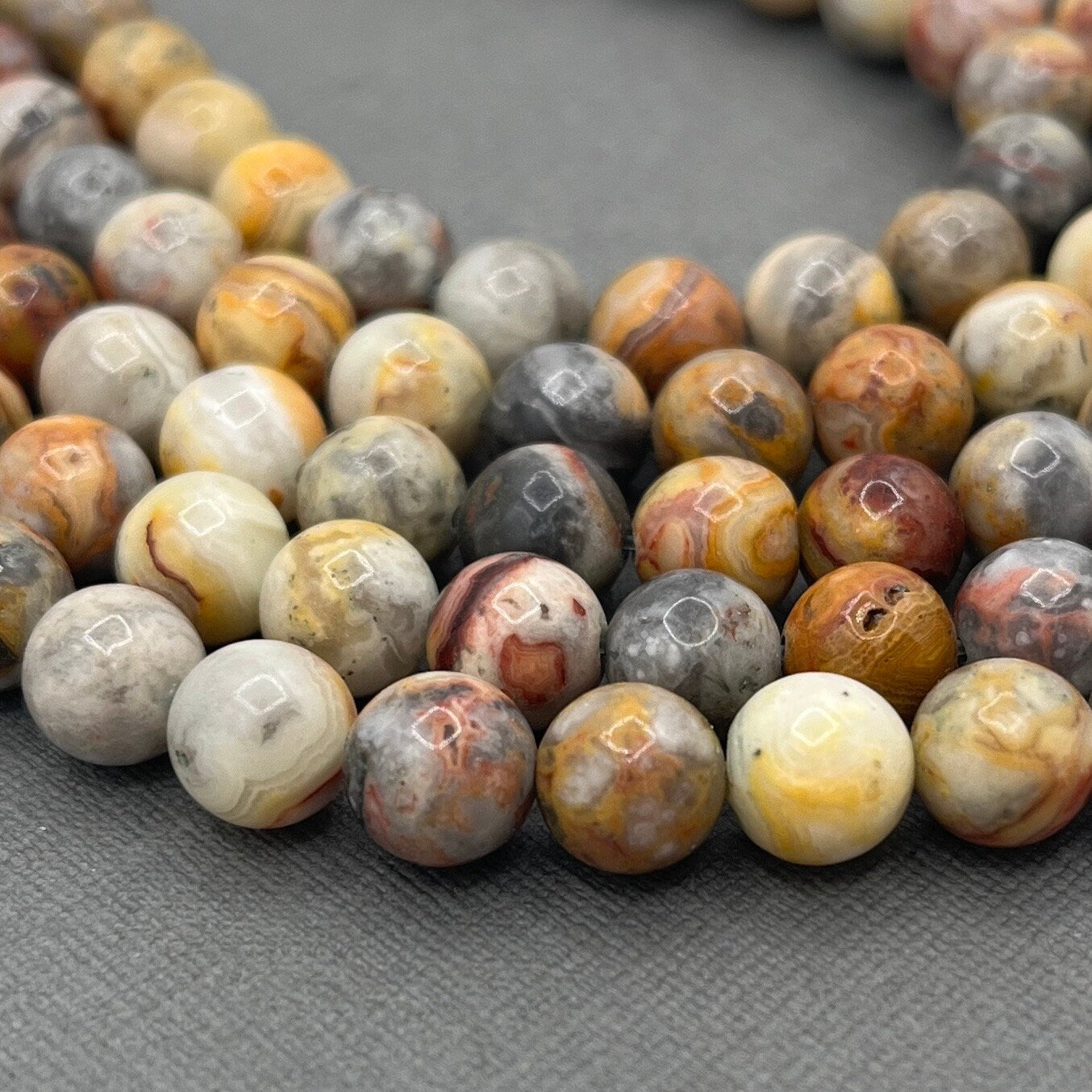 Natural 4mm/6mm/8mm Smooth Round Crazy Lace Agate Gemstone Strand of Beads