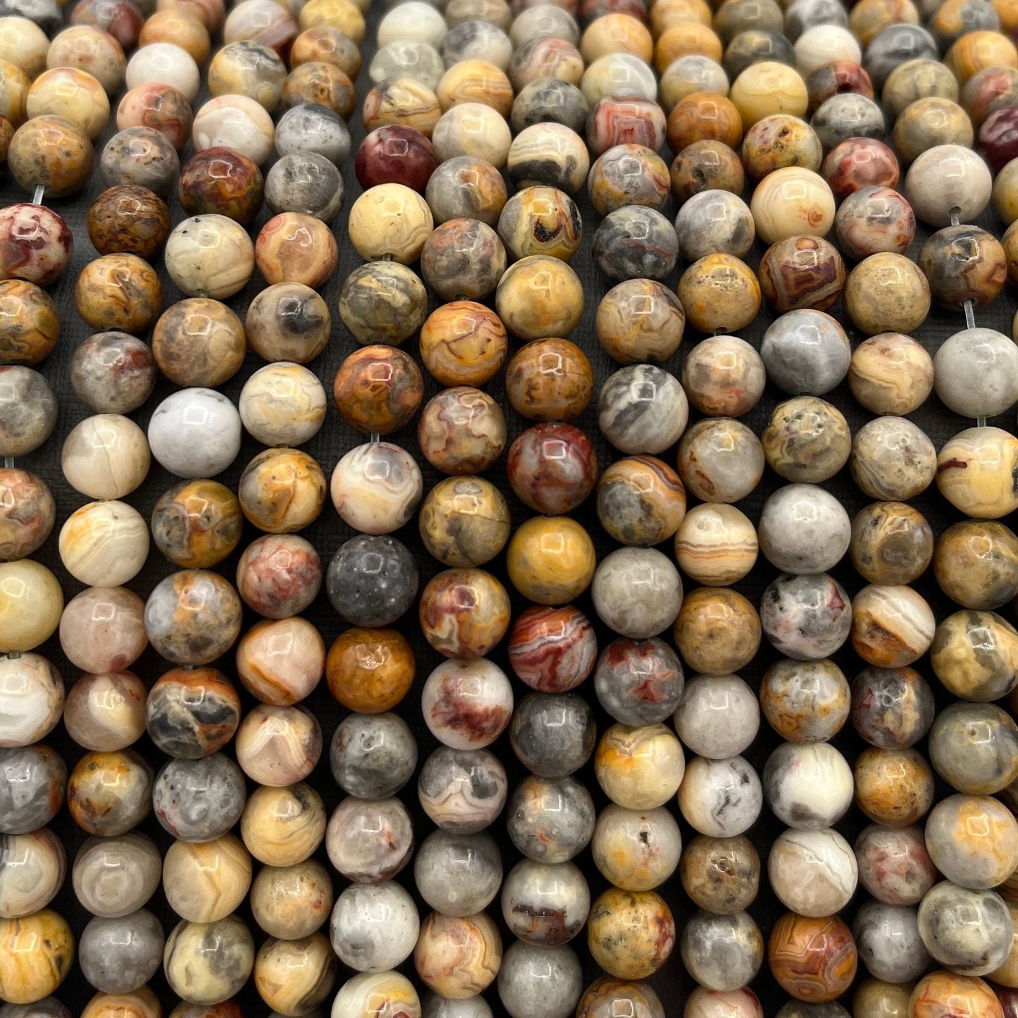 Natural 4mm/6mm/8mm Smooth Round Crazy Lace Agate Gemstone Strand of Beads