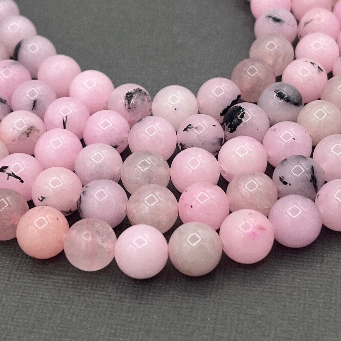 Natural 4mm/6mm/8mm Smooth Round Cherry Blossom Jasper Gemstone 15 inch Strand of Beads