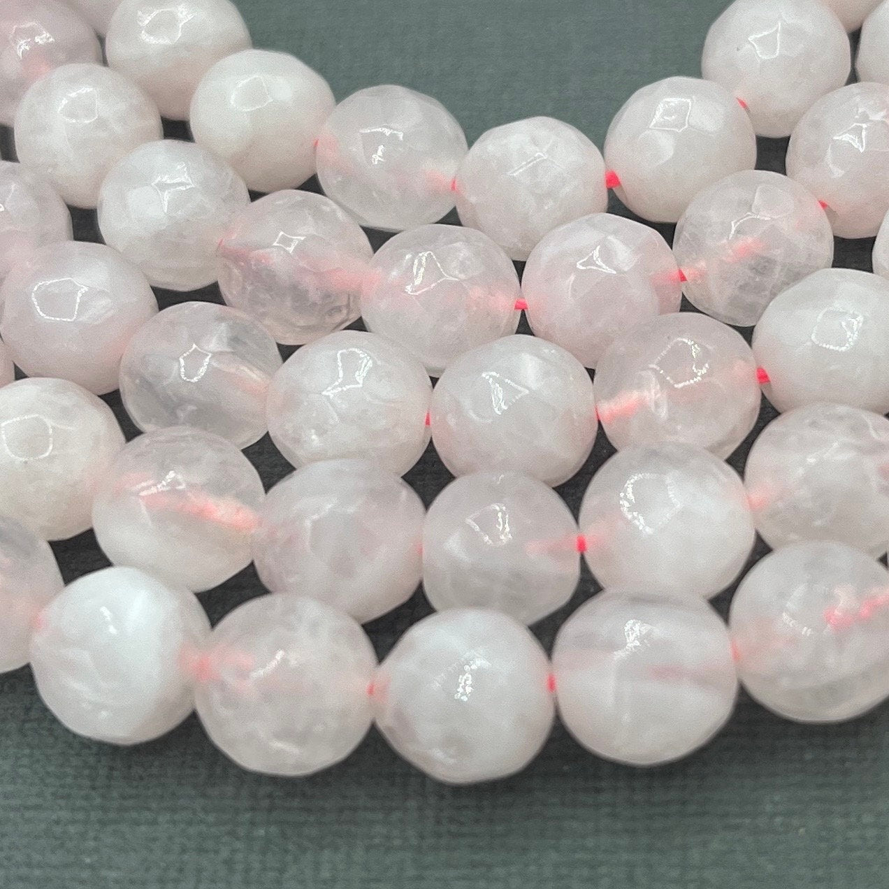 Natural 4mm/6mm/8mm Round Faceted Rose Quartz Gemstone Strand of Beads