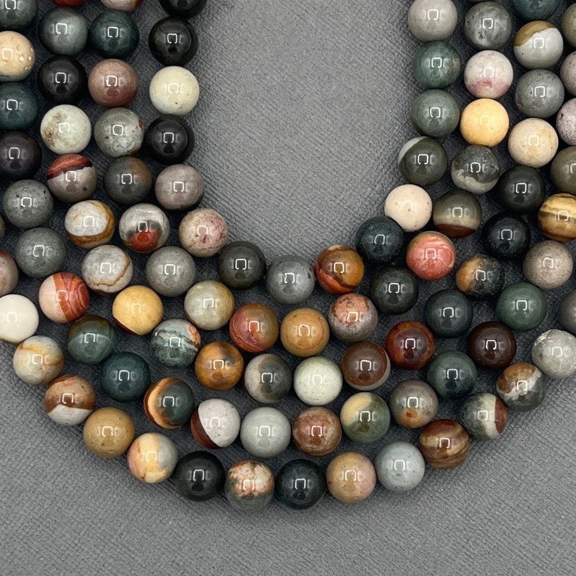 Natural 4mm/6mm/8mm Smooth Round Polychrome Jasper/Desert Jasper Gemstone Strand of Beads