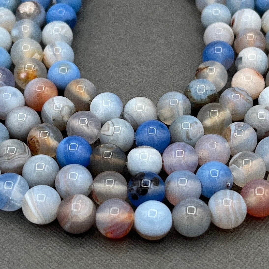 Natural 4mm/6mm/8mm Light Blue Agate Smooth Round Gemstone Strand of Beads