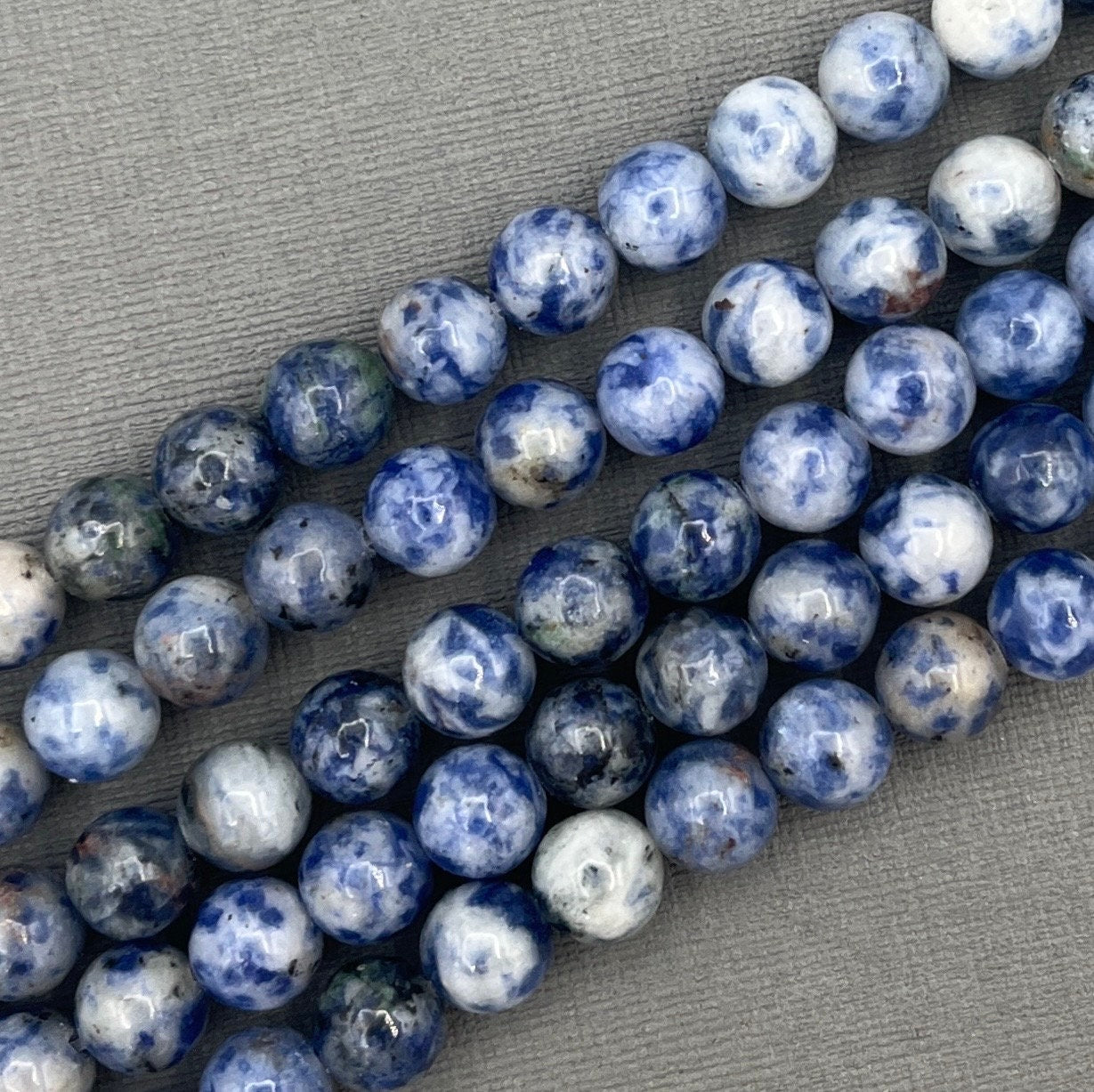 Natural 8mm Lapis Lazuli Smooth Round Gemstone Strand of Beads