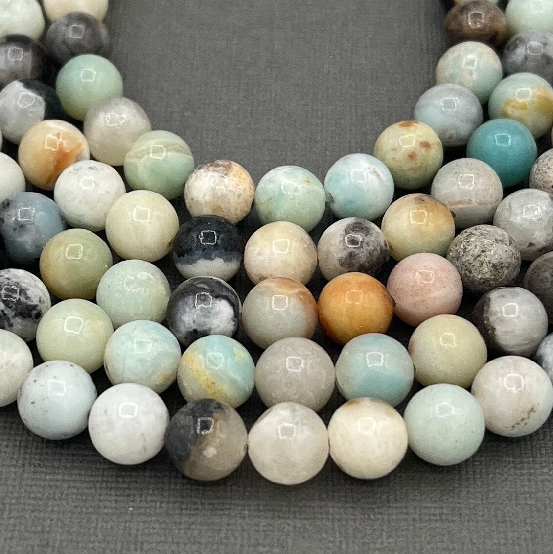 Natural 4mm/6mm/8mm Smooth Round Flower Amazonite Gemstone Strand of Beads
