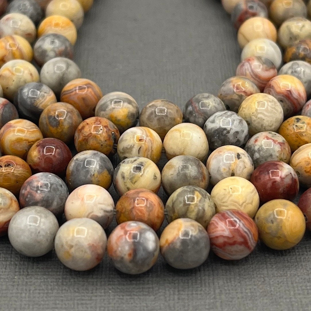 Natural 4mm/6mm/8mm Smooth Round Crazy Lace Agate Gemstone Strand of Beads