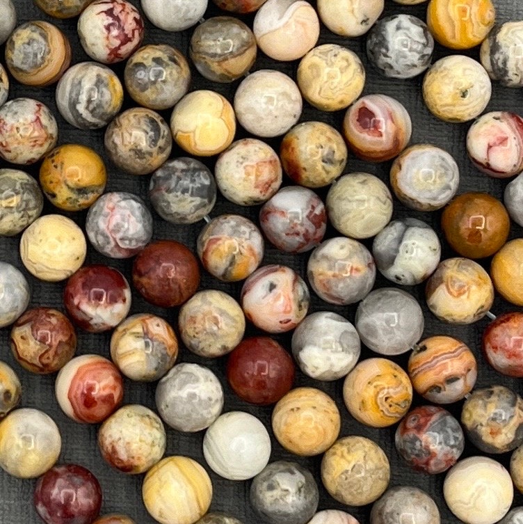 Natural 4mm/6mm/8mm Smooth Round Crazy Lace Agate Gemstone Strand of Beads