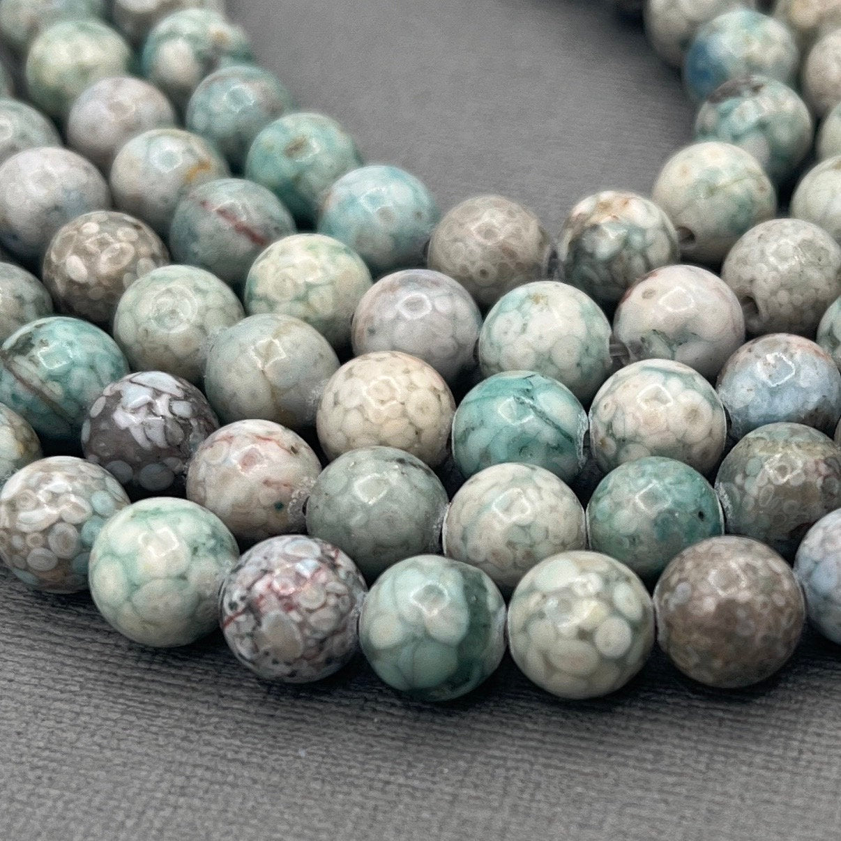 8mm Maifanite/Maifan Coral Fossil Round Dyed Blue Gemstone Strand of Beads
