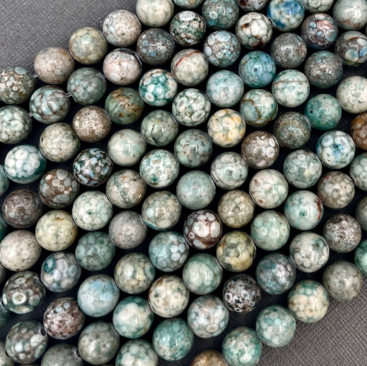 8mm Maifanite/Maifan Coral Fossil Round Dyed Blue Gemstone Strand of Beads