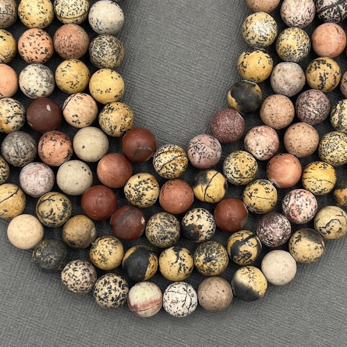 Natural 8mm Smooth Matte Round Dendritic Jasper Gemstone Strand of Beads, Chohua Jasper