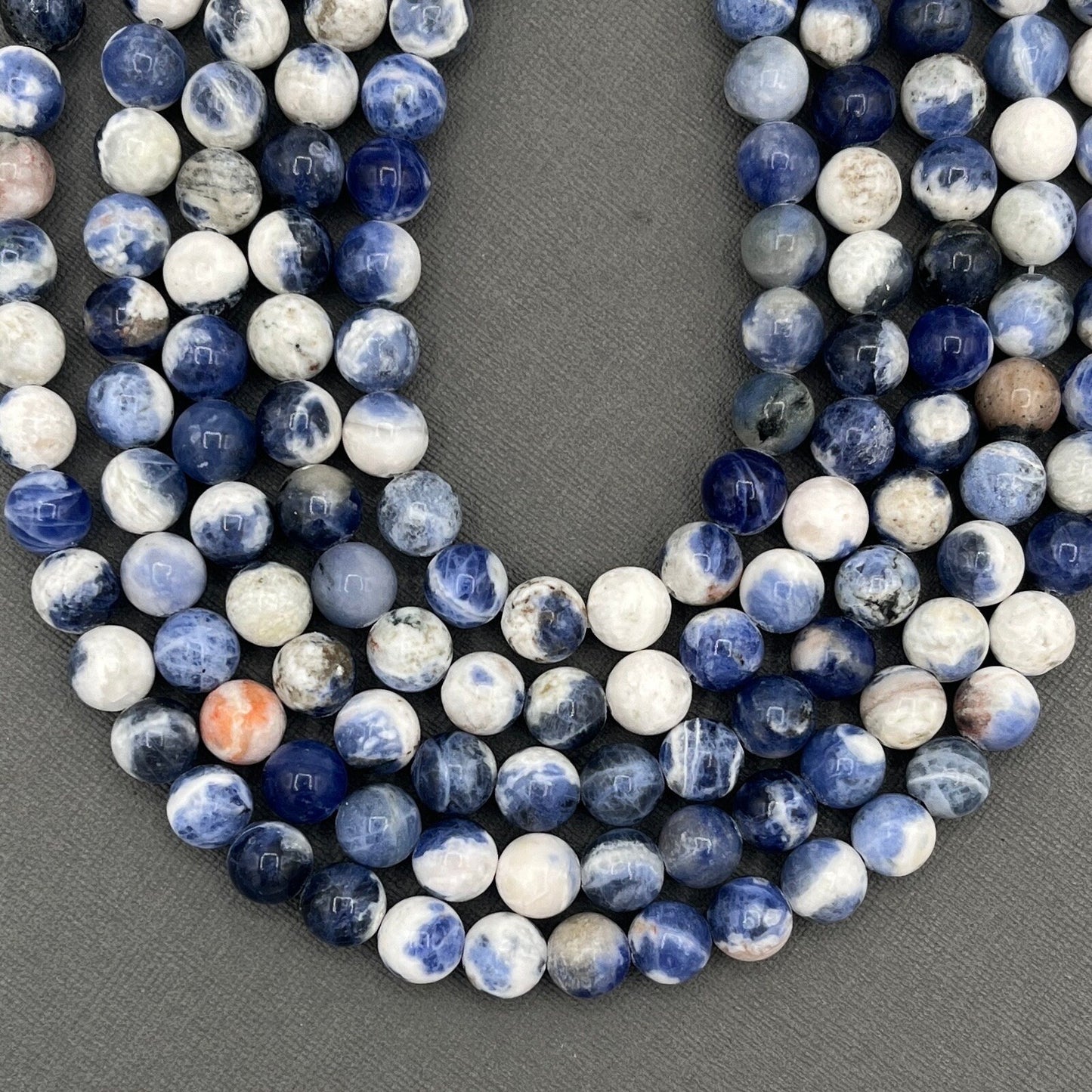 Natural 8mm Smooth Round Sodalite Blue Gemstone Strand of Beads