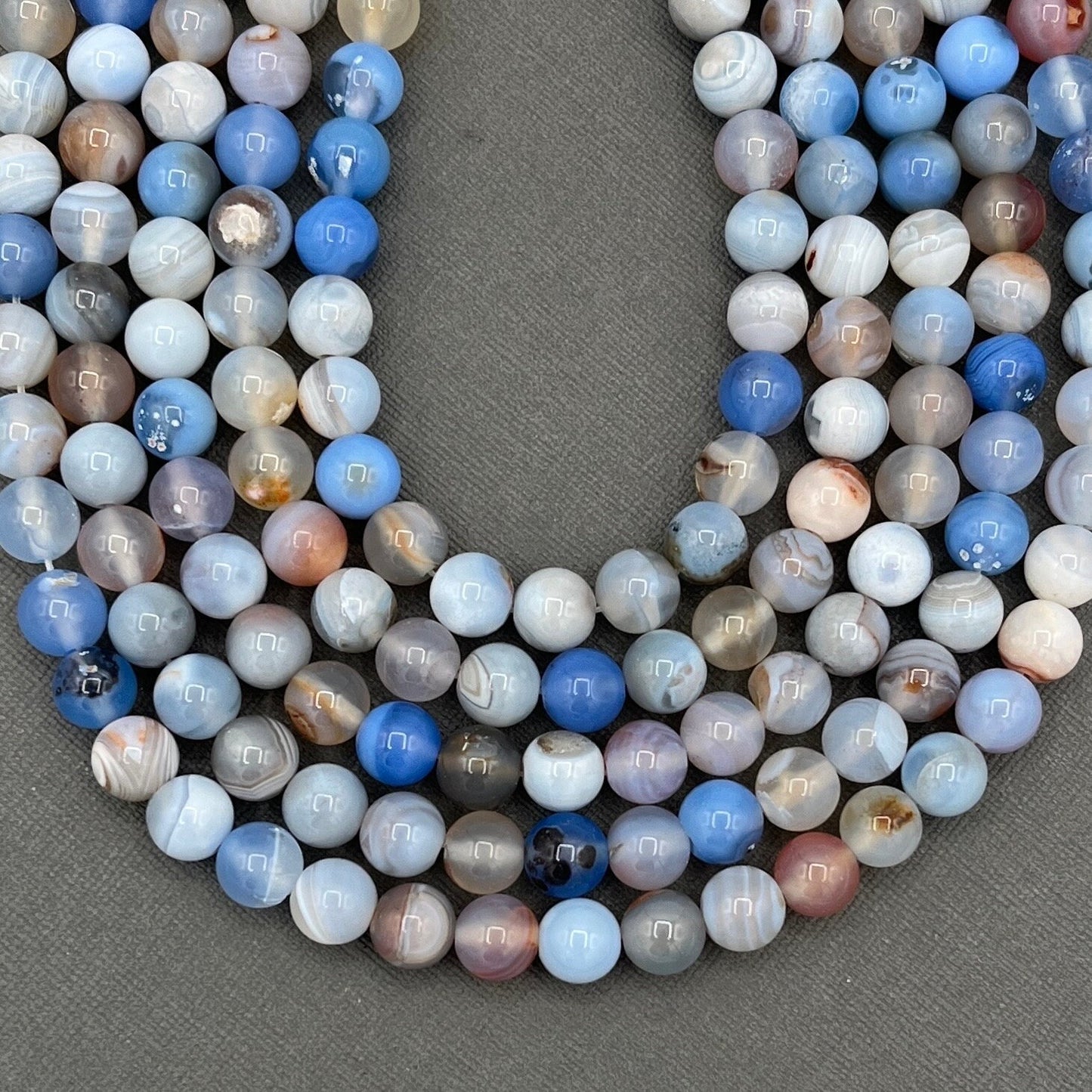Natural 4mm/6mm/8mm Light Blue Agate Smooth Round Gemstone Strand of Beads