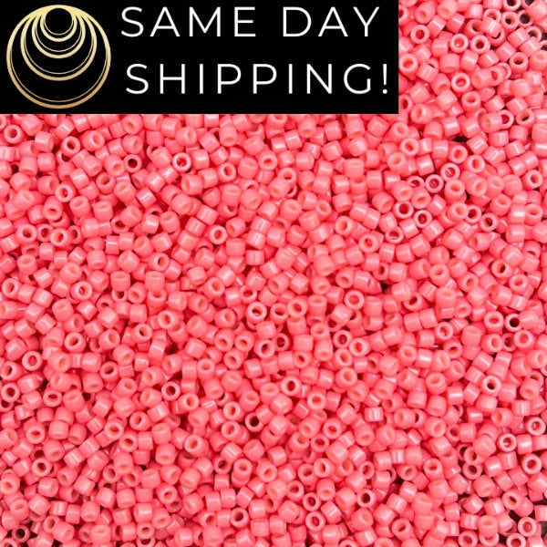 DB2115 SAME DAY SHIPPING! 1-20 Grams Miyuki 11/0 Delica Beads Duracoat Guava -Free Container!