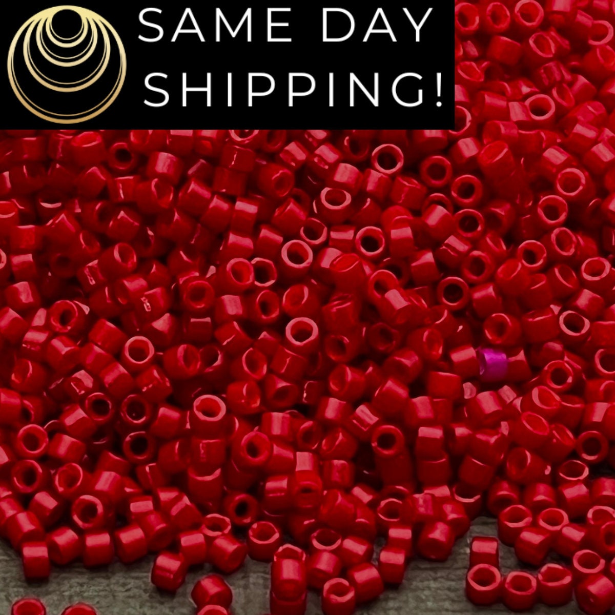 DB791 SAME DAY SHIPPING! 1-100 Grams Miyuki 11/0 Delica Beads Opaque Bright Red-Free Container! Bulk quantities available!
