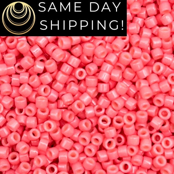 DB2115 SAME DAY SHIPPING! 1-20 Grams Miyuki 11/0 Delica Beads Duracoat Guava -Free Container!