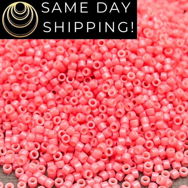 DB2115 SAME DAY SHIPPING! 1-20 Grams Miyuki 11/0 Delica Beads Duracoat Guava -Free Container!