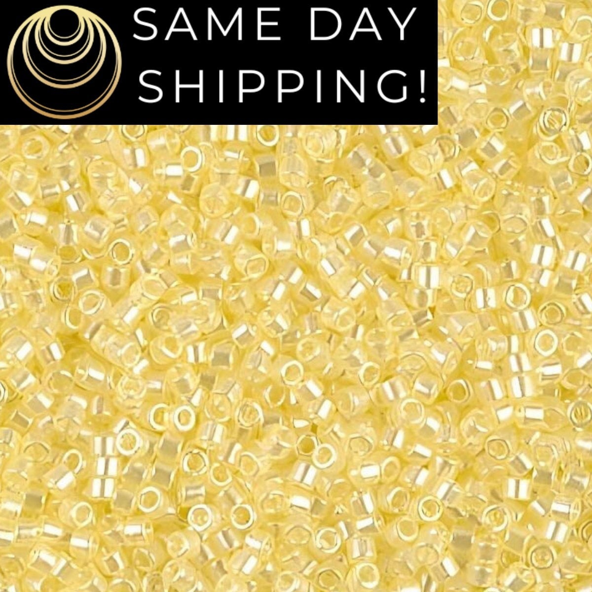SAME DAY SHIPPING! 1-20 Grams Miyuki 11/0 Delica Beads DB1471 Transparent Pale Yellow Luster -Free Container!