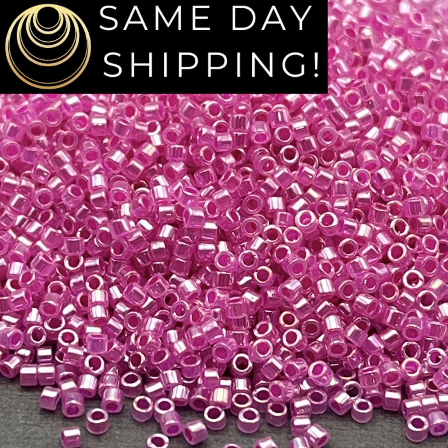 DB247 SAME DAY SHIPPING! 1-20 Grams Miyuki 11/0 Delica Beads Hot Pink Ceylon -Free Container!