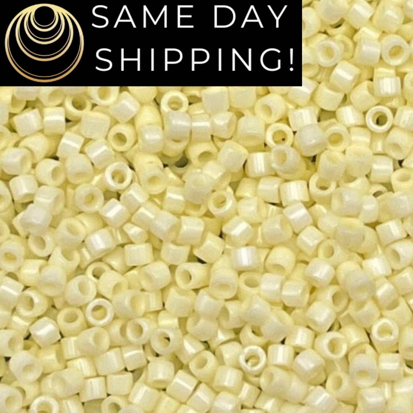 DB1491 SAME DAY SHIPPING! 1-20 Grams Miyuki 11/0 Delica Beads Opaque Pale Yellow, Pastel Yellow, Light Yellow, Cream Free Container!