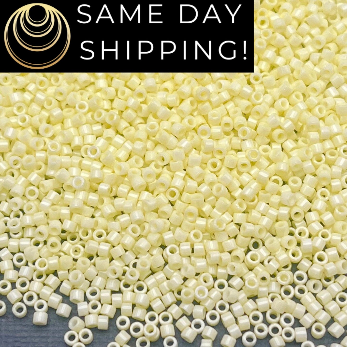 DB1491 SAME DAY SHIPPING! 1-20 Grams Miyuki 11/0 Delica Beads Opaque Pale Yellow, Pastel Yellow, Light Yellow, Cream Free Container!