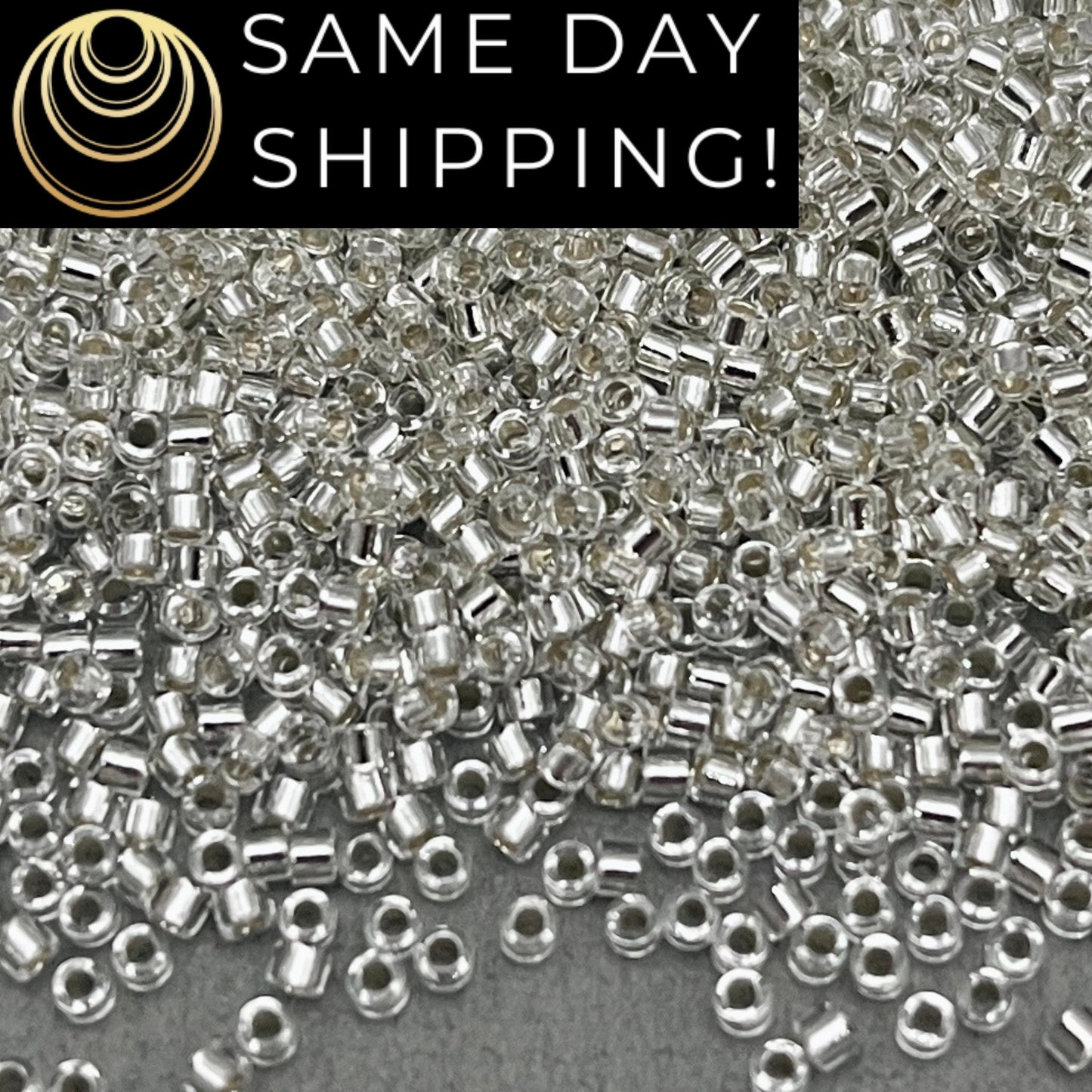 DB041 SAME DAY SHIPPING! 1-20 Grams Miyuki 11/0 Delica Beads Silver Lined Crystal, Clear with Silver inside -Free Container!