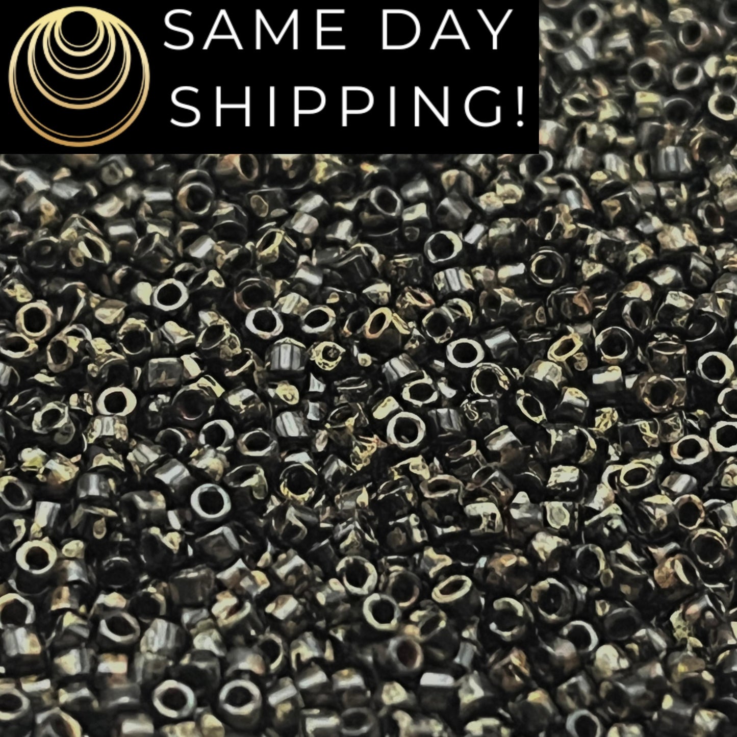 DB2261 SAME DAY SHIPPING! 1-20 Grams Miyuki 11/0 Delica Beads Black Picasso -Free Container!