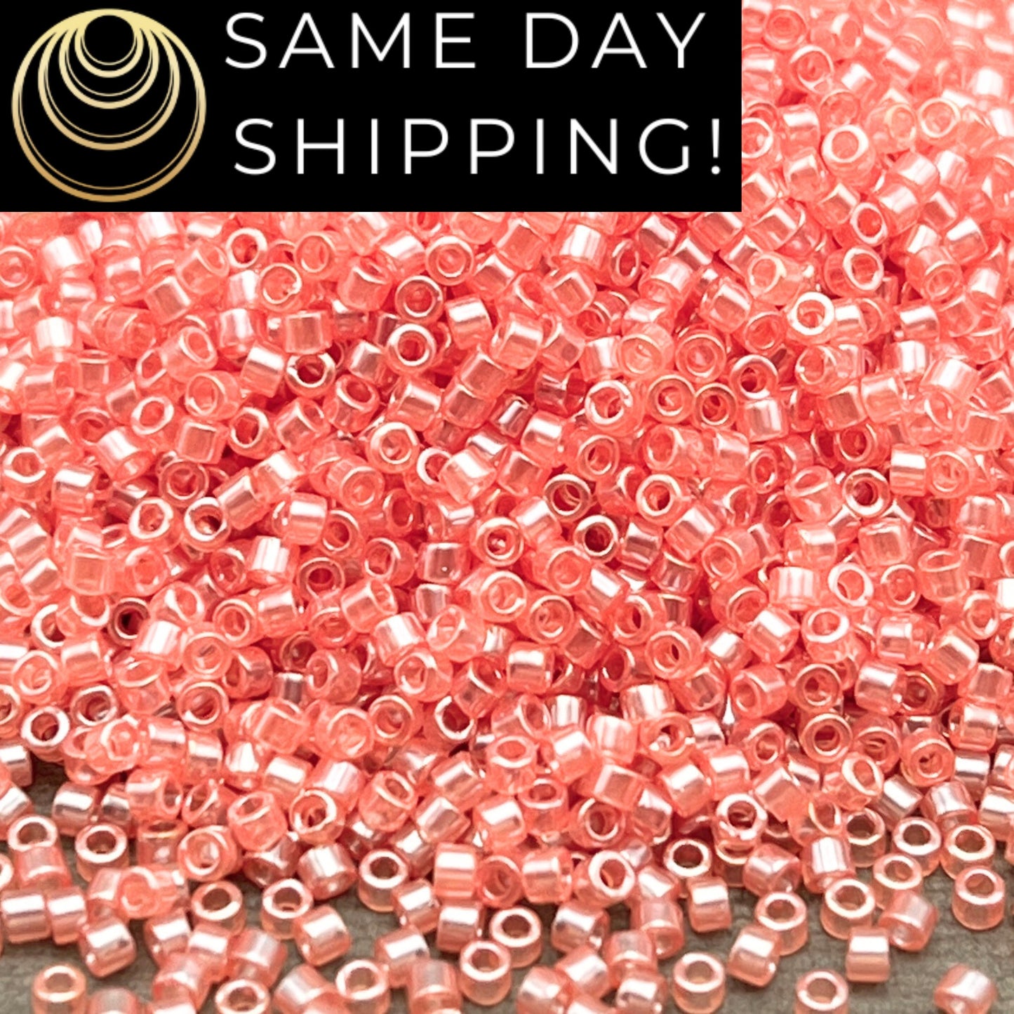 DB1481 SAME DAY SHIPPING! 1-20 Grams Miyuki 11/0 Delica Beads Transparent Salmon Luster -Free Container!