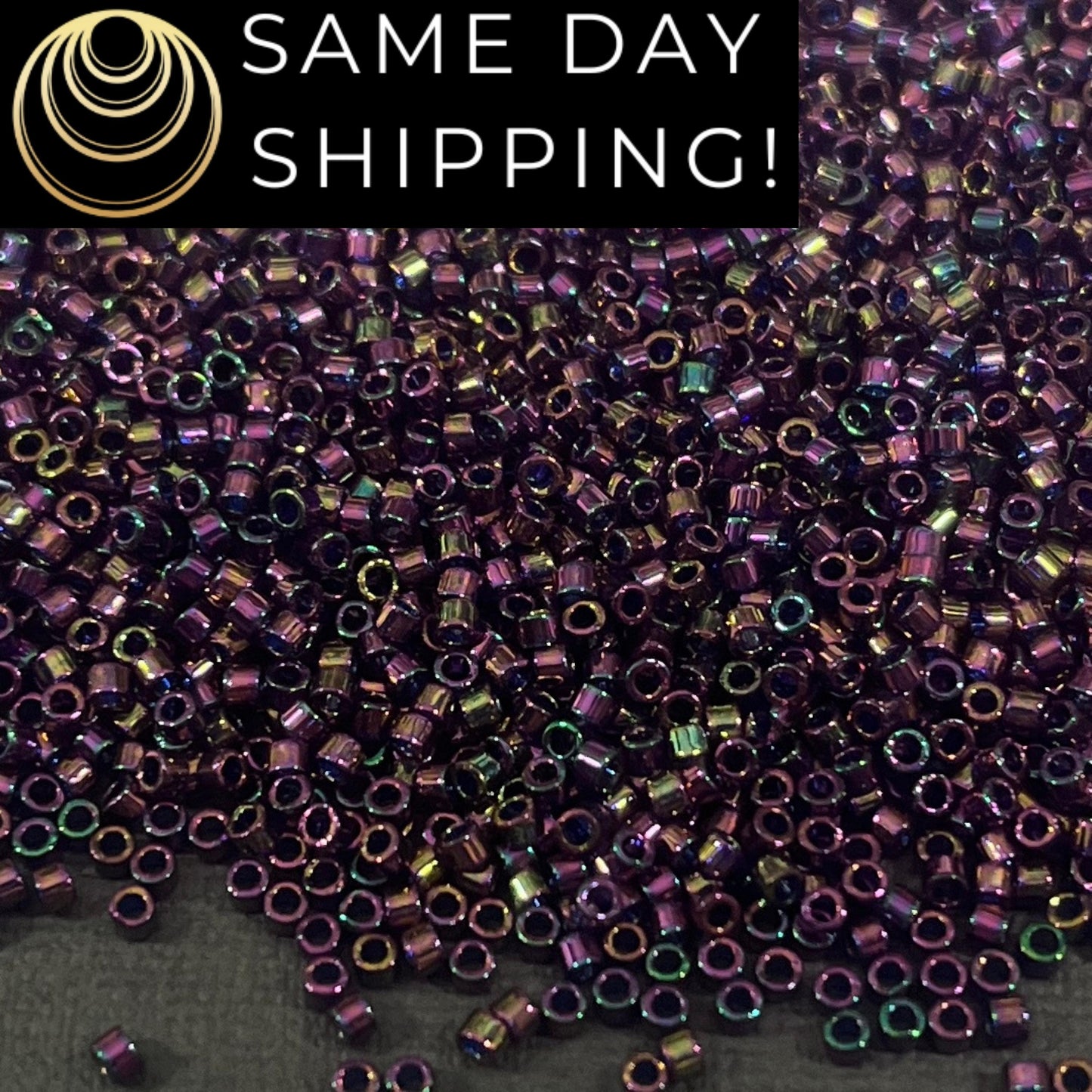 DB128 SAME DAY SHIPPING! 1-20 Grams Miyuki 11/0 Delica Beads Plum Gold Luster Metallic Purple-Free Container!