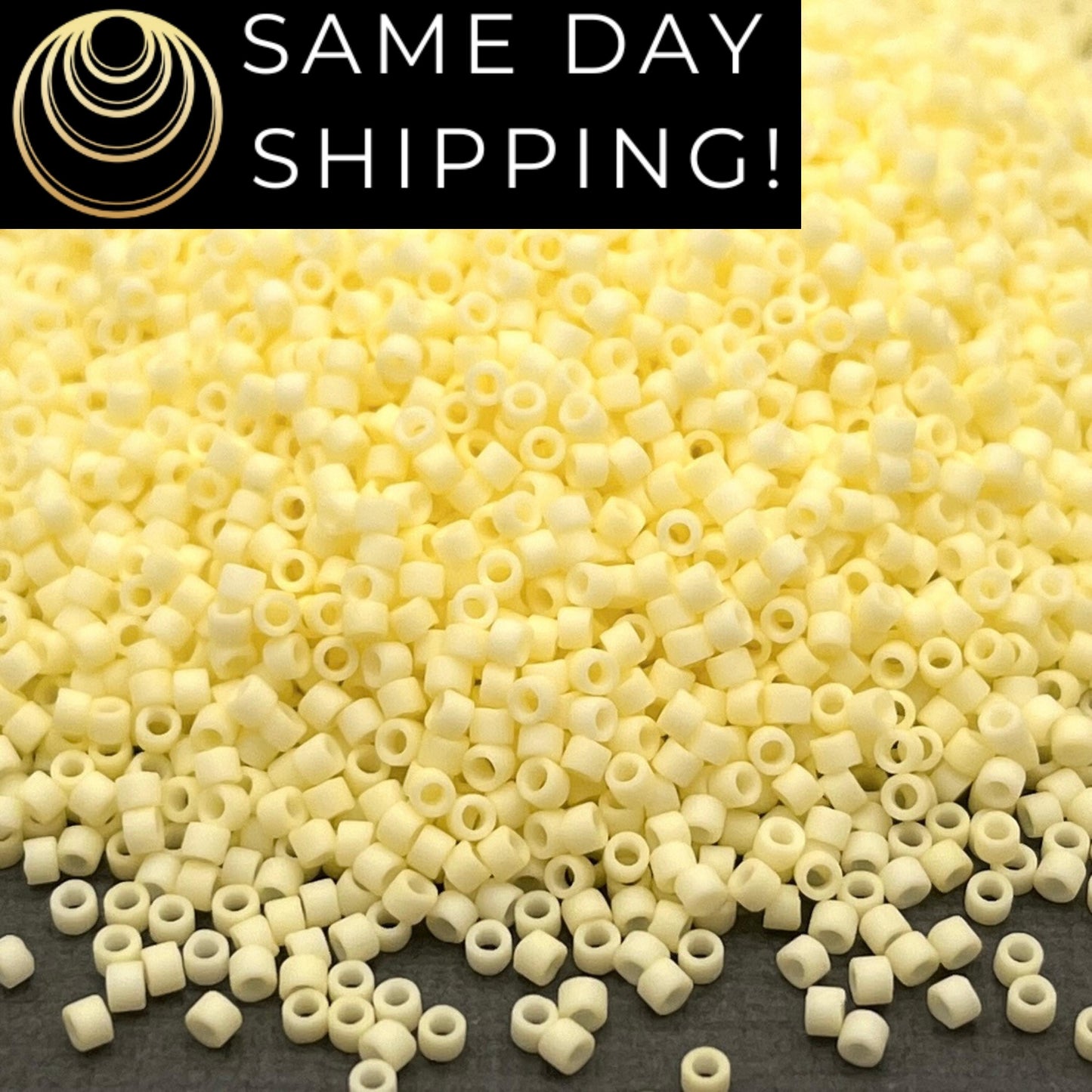 DB1511 SAME DAY SHIPPING! 1-20 Grams Miyuki 11/0 Delica Beads Matte Opaque Pale Yellow-Free Container!