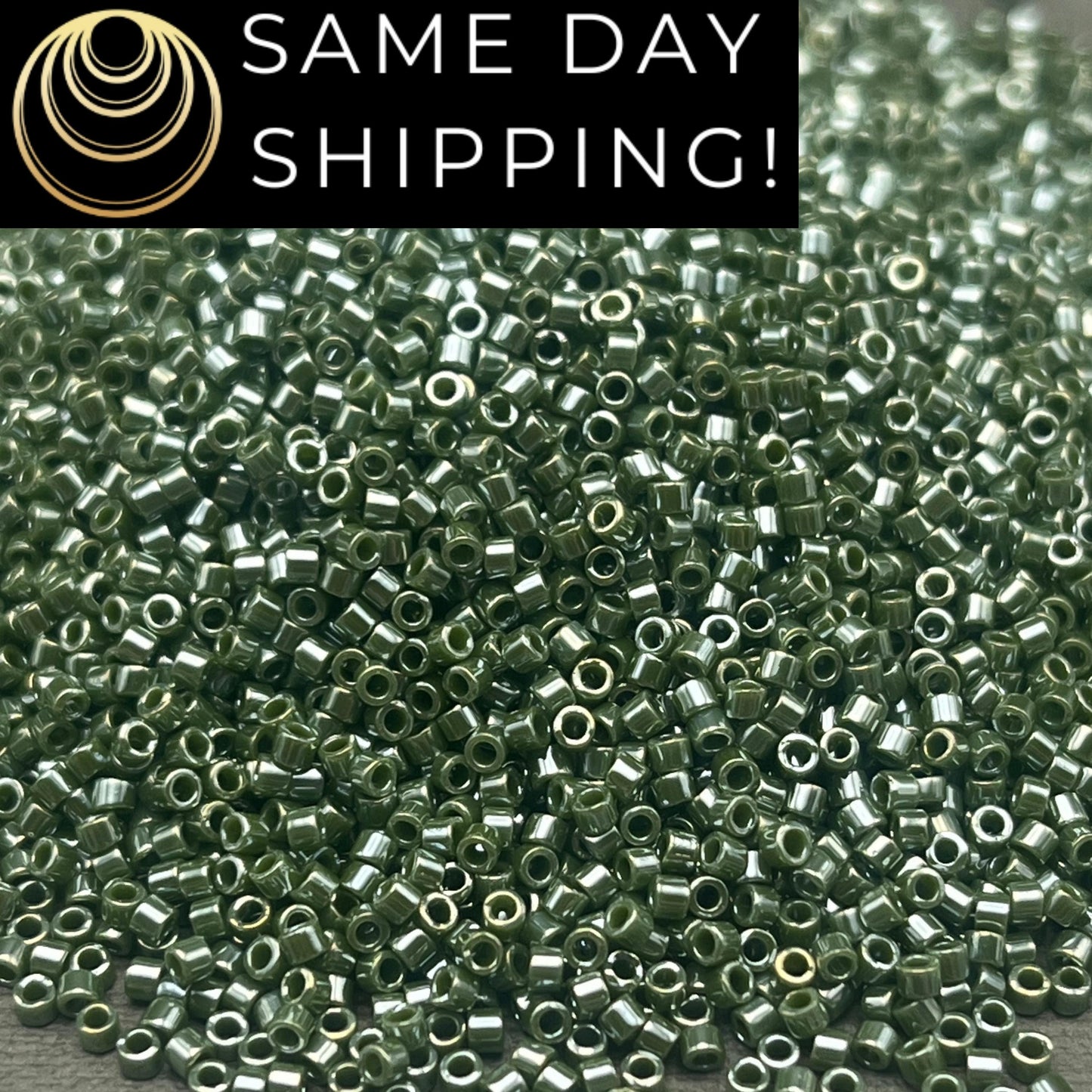 DB1566 SAME DAY SHIPPING! 1-20 Grams Miyuki 11/0 Delica Beads Opaqu Avocado Luster Sparkle -Free Container!