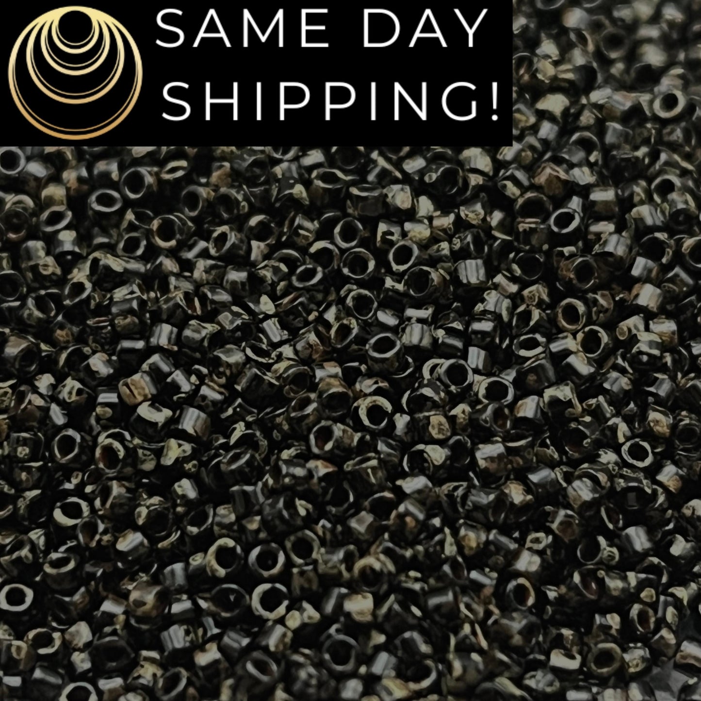 DB2261 SAME DAY SHIPPING! 1-20 Grams Miyuki 11/0 Delica Beads Black Picasso -Free Container!