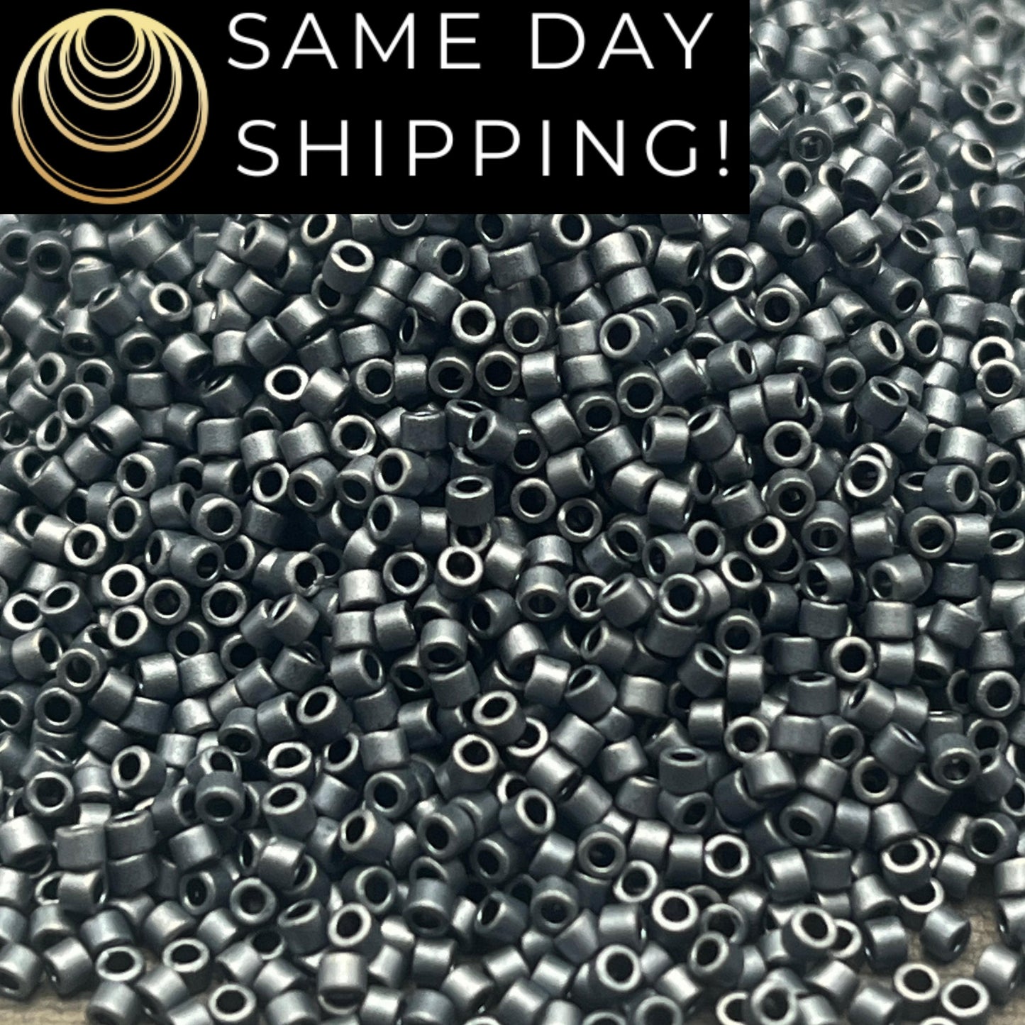 DB301 SAME DAY SHIPPING! 1-20 Grams Miyuki 11/0 Delica Beads Matte Gunmetal-Free Container!