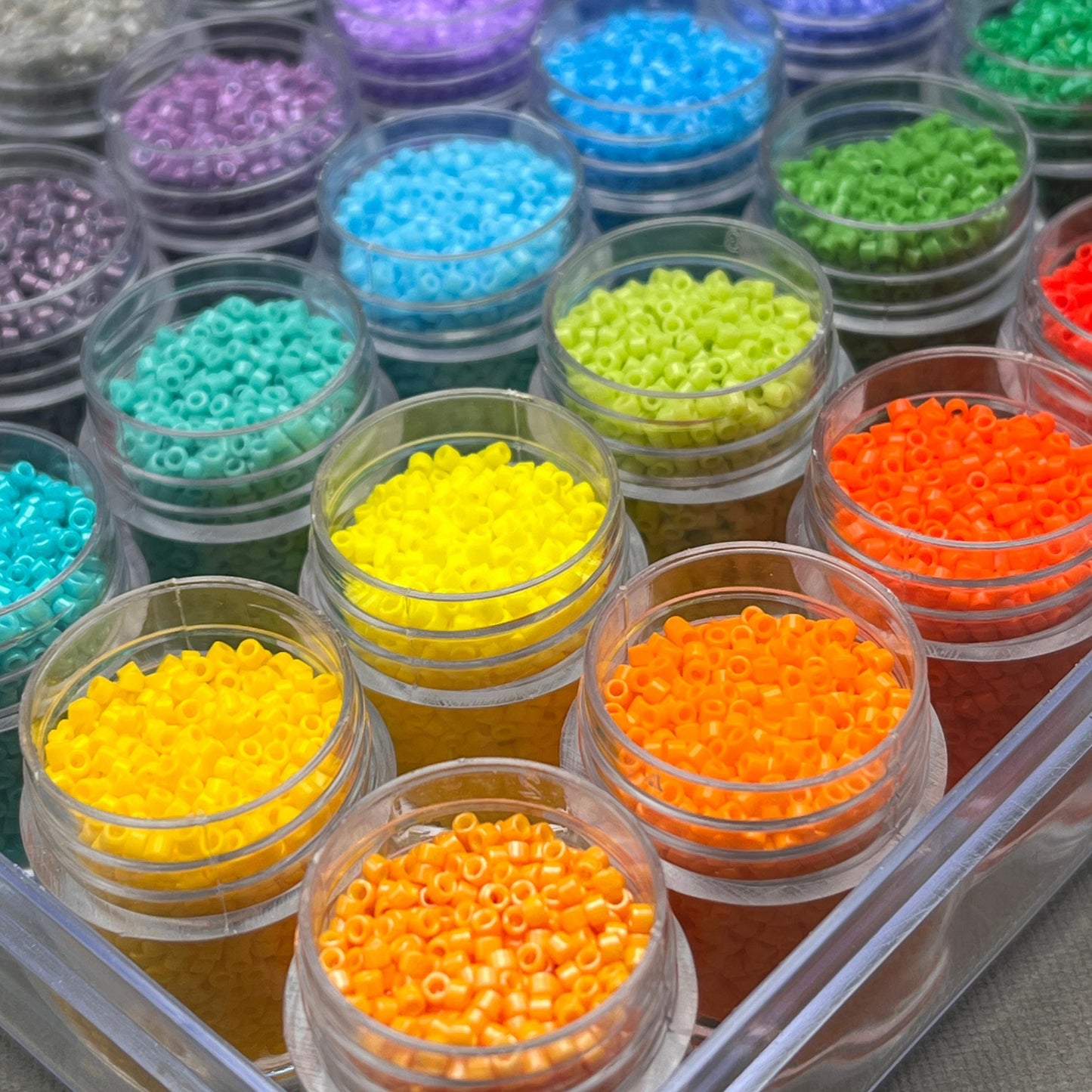 SAME DAY SHIPPING! 30 Colors! 8 grams each! Miyuki 11/0 Delica Bead Opaque Essentials Palette-Free Containers and Case!
