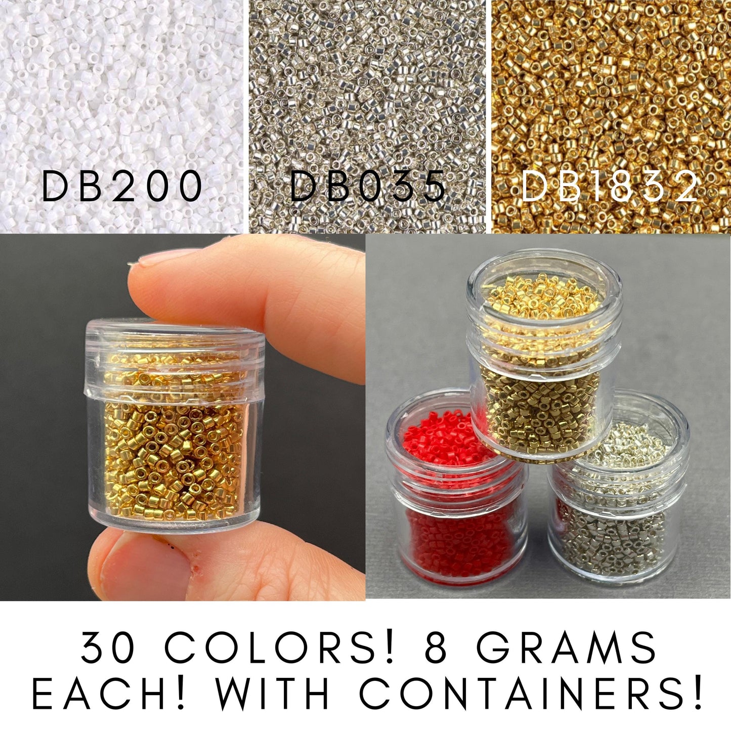 SAME DAY SHIPPING! 30 Colors! 8 grams each! Miyuki 11/0 Delica Bead Opaque Essentials Palette-Free Containers and Case!