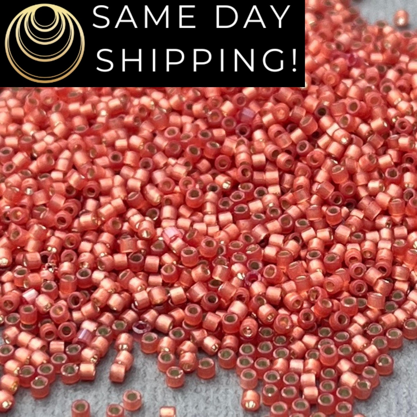 DB2178 SAME DAY SHIPPING! 1-20 Grams Miyuki 11/0 Delica Beads Duracoat Semi-Frosted Silver-Lined Dyed Papaya, Free Container