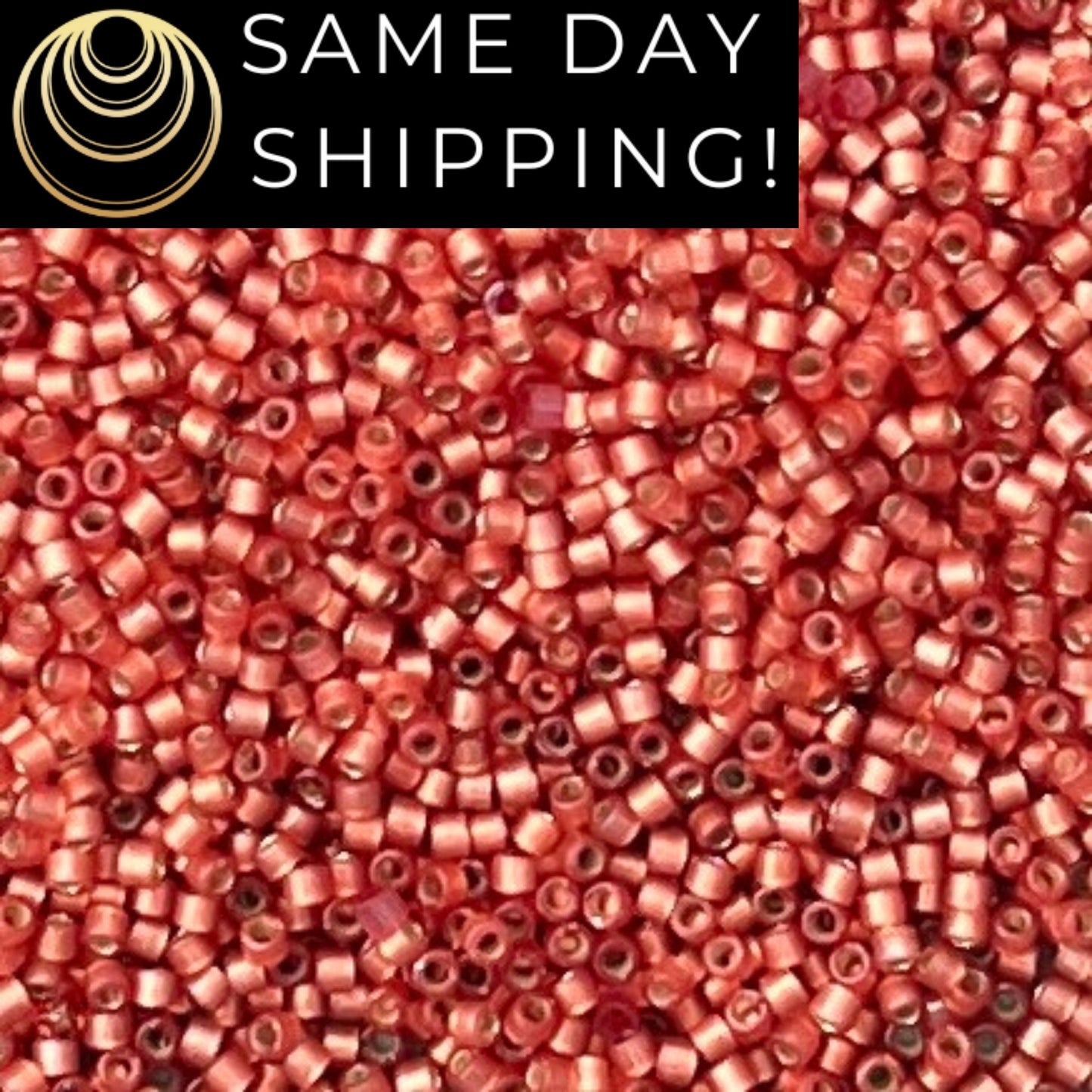 DB2178 SAME DAY SHIPPING! 1-20 Grams Miyuki 11/0 Delica Beads Duracoat Semi-Frosted Silver-Lined Dyed Papaya, Free Container