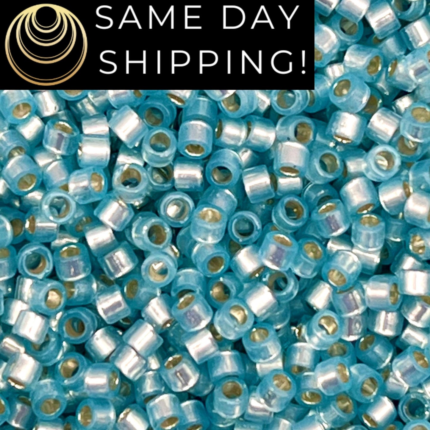 DB628 SAME DAY SHIPPING! 1-20 Grams Miyuki 11/0 Delica Beads Dyed Aqua Silver Lined Alabaster-Free Container!