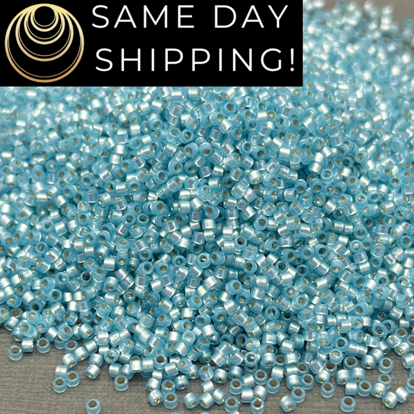 DB628 SAME DAY SHIPPING! 1-20 Grams Miyuki 11/0 Delica Beads Dyed Aqua Silver Lined Alabaster-Free Container!