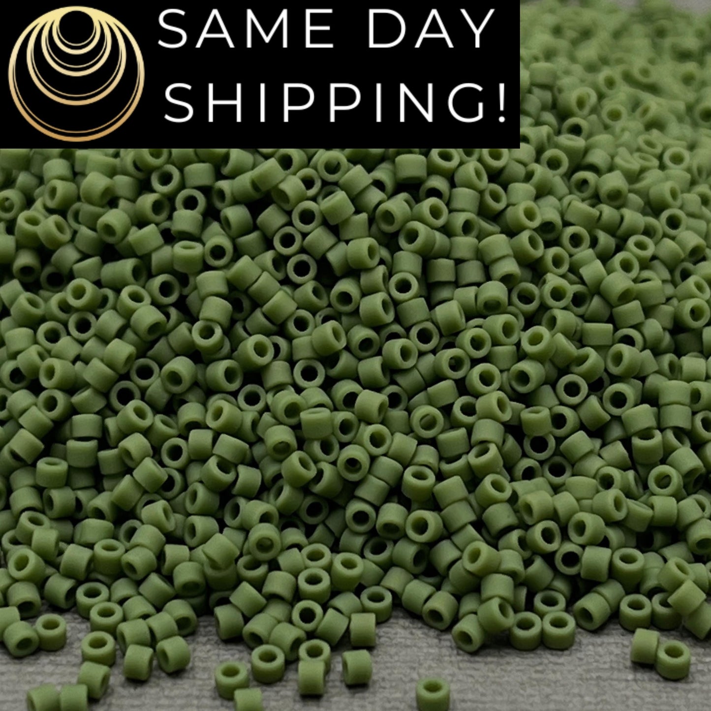 DB1585 SAME DAY SHIPPING! 1-20 Grams Miyuki 11/0 Delica Beads Matte Opaque Avocado Green -Free Container!
