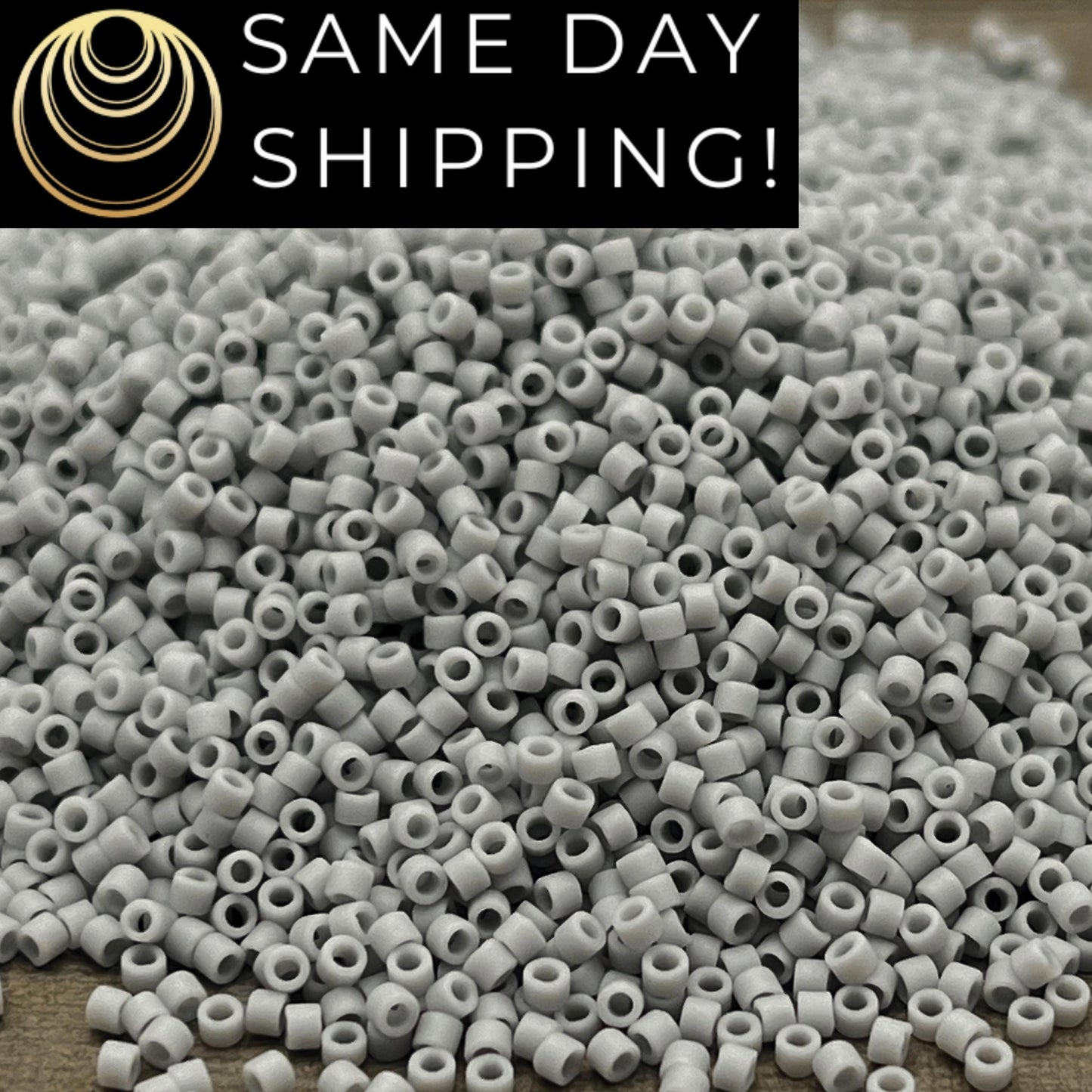 DB1589 SAME DAY SHIPPING! 1-20 Grams Miyuki 11/0 Delica Beads Matte Opaque Ghost Gray -Free Container!
