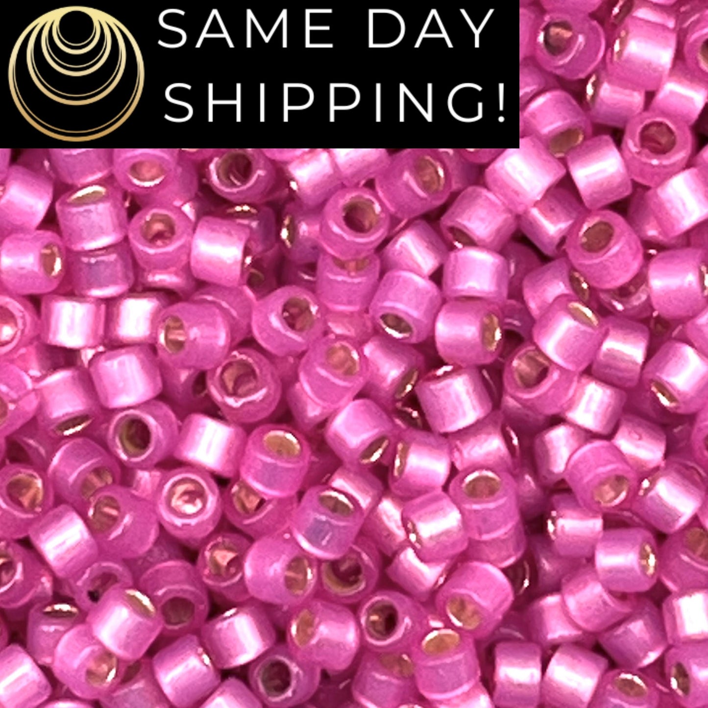 DB2174 SAME DAY SHIPPING! 1-20 Grams Miyuki 11/0 Delica Beads Duracoat Matte Silver Lined Dyed Pink Parfait-Free Container!